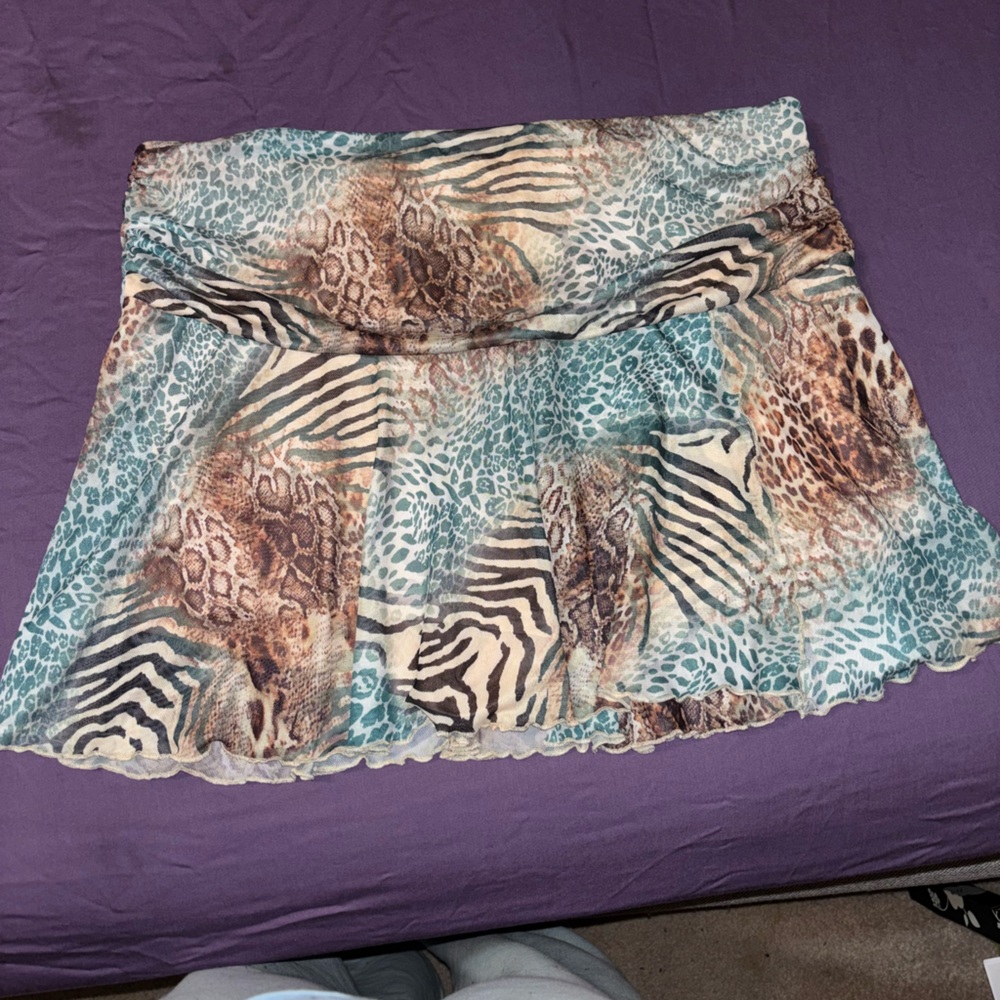 Animal Print Blue & Brown Mini Skort